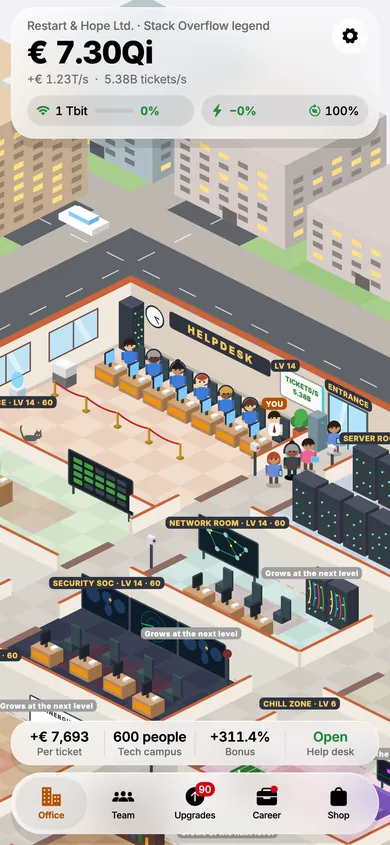 Il campus visto dall'alto: helpdesk, sala server, sala rete e SOC di sicurezza